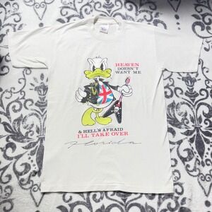 VTG 80s/90s Murinas Best Donald Duck Parking Lot T Shirt Graphic Print Size M